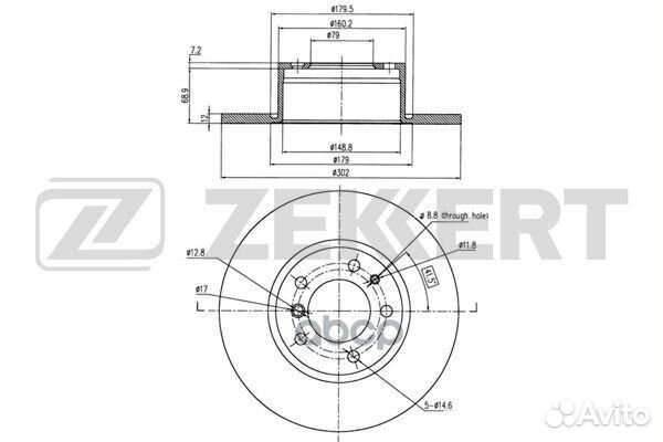 Диск торм. перед. BMW 5 (E34) 89- bs-5018 Zekkert