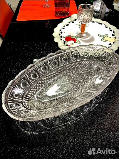 Большая Винтаж Богемия Хрусталь ваза/ салатник