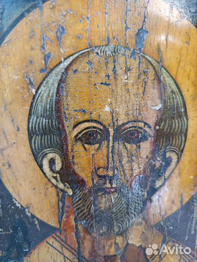 Икона Николая очень древняя, торцевые шпонки