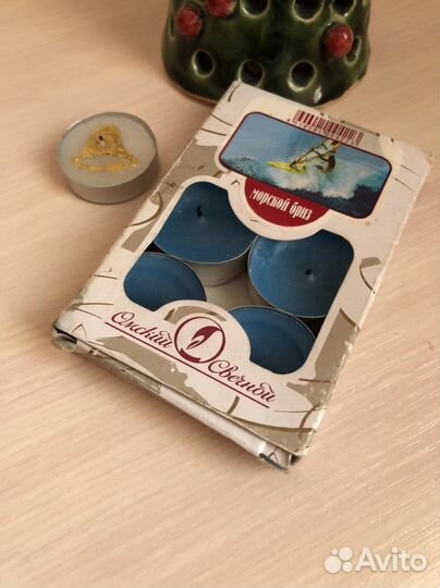 Подсвечник глиняный ёлочка рождественский + свечи