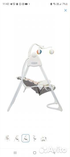 Детские электронные качели graco с адаптером