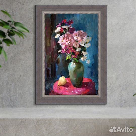 Картина. Натюрморт с хризантемами, 2017год