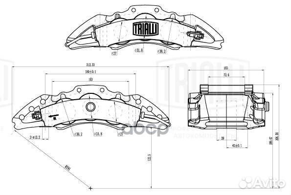 Суппорт торм. 6-ти порш. прав. d27/31,8/38,2мм