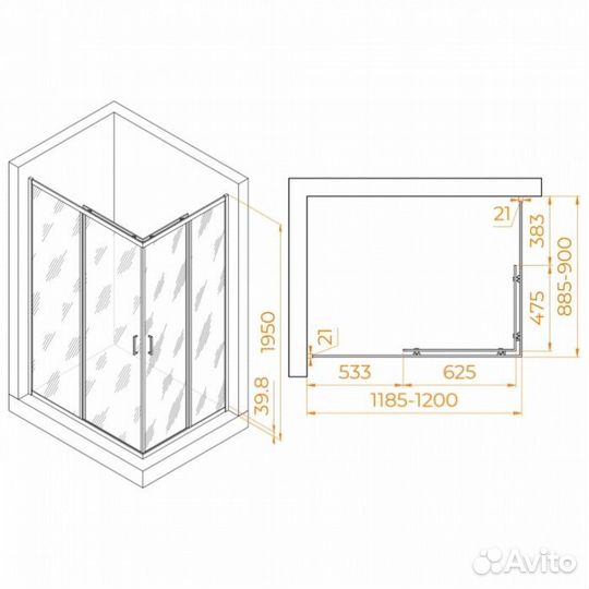 Душевой уголок RGW Passage PA-040B 120x90 прозрачный