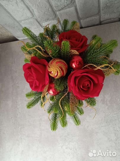 Букет цветов,новогодняя композиция, зимний букет
