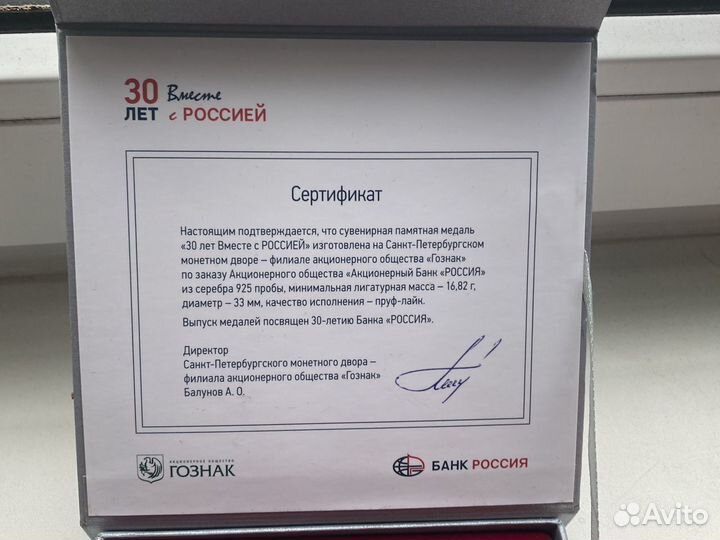 Медаль «30 лет Вместе с Россией»