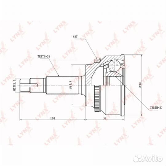 Lynxauto CO-7522A шрус наружный перед прав/лев