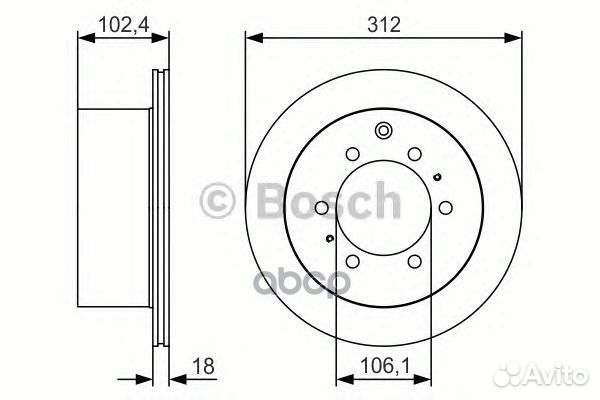 Диск торм. зад.вент.312x18 6 отв. toyota Land