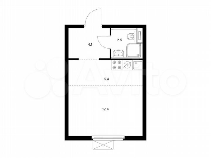 Квартира-студия, 25,4 м², 16/25 эт.