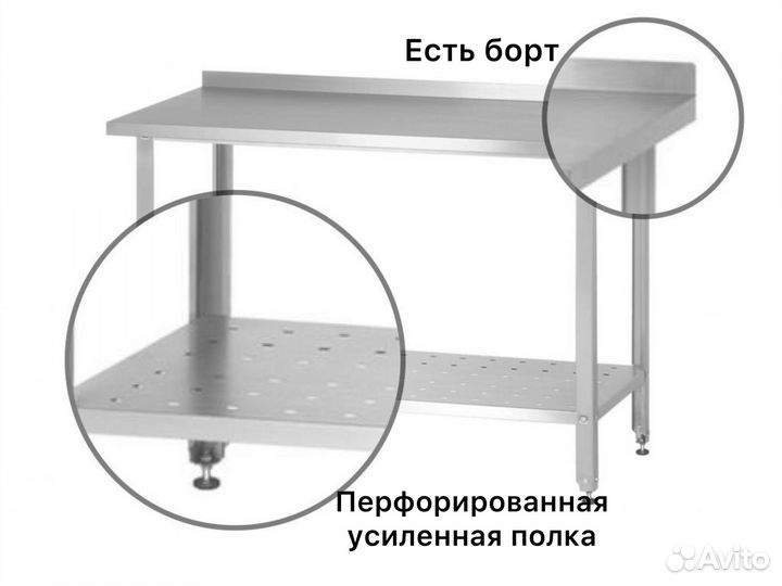 Стол металлический новый с бортом 600х600х860