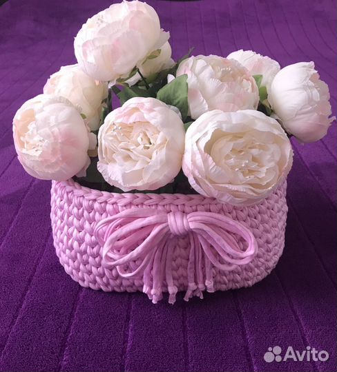 Корзина из трикотажной пряжи