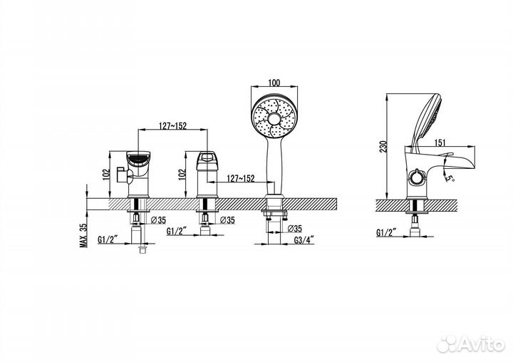 Смеситель для ванны Lemark Omega (LM3145C)