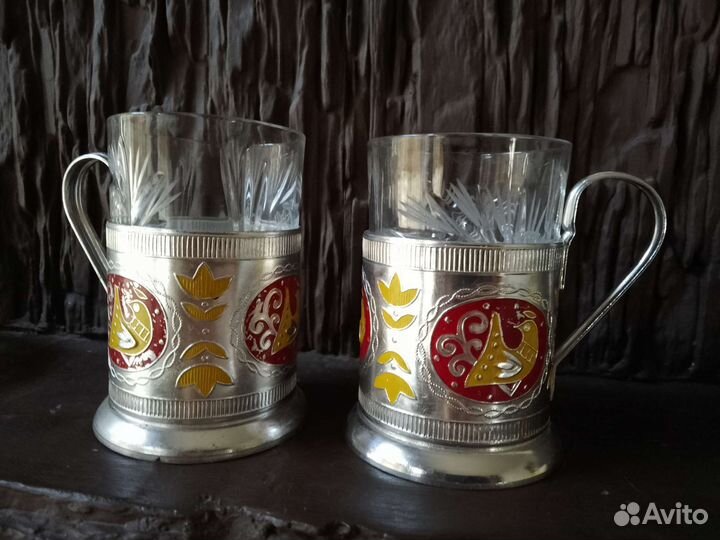 Подстаканники со стаканом СССР. Цена за оба