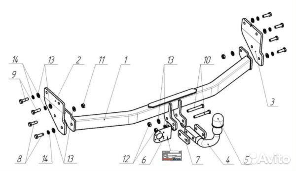 Фаркоп Киа (Kia) Rio IV 2017-, Hyundai Solaris I