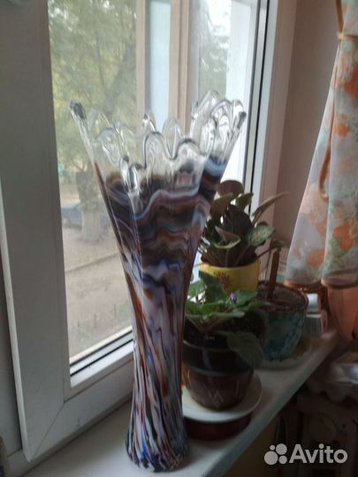 Ваза для цветов большая 45 см цветное стекло