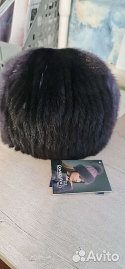 Шапка норковая вязаная женская