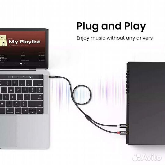 Кабель межблочный ugreen 3,5mm-2RCA GmbH Germany