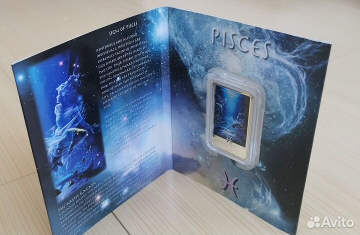 Монета серебро знаки зодиака Кагайя Рыбы