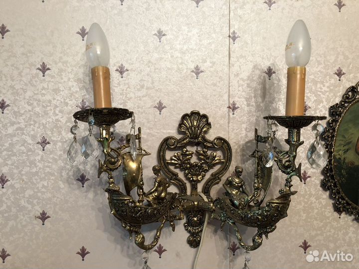 Бронзовые светильники (бра)ссср - 2 штуки
