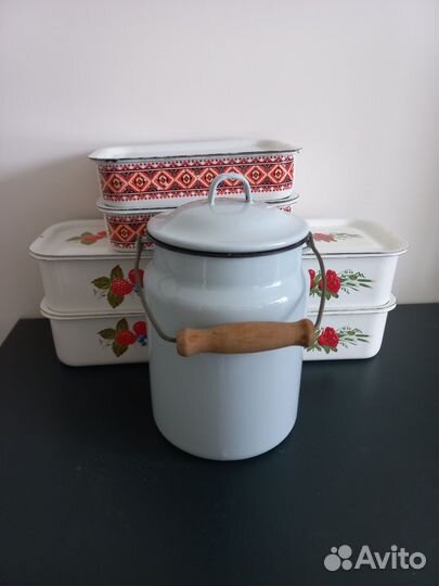 Бидон и формы для заливного эмалированные СССР