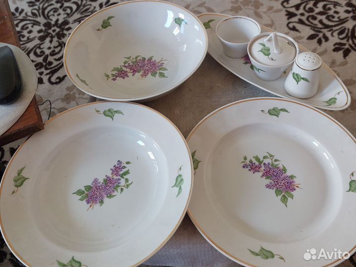 Столовый сервиз Сирень СССР Дулево 33 прибора