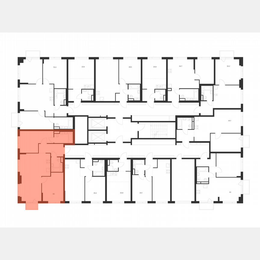 2-к. квартира, 64,7 м², 4/16 эт.