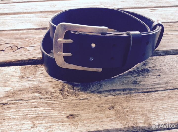 Ремень мужской кожаный с двухшпеньковой пряжкой