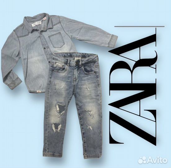 Джинсовый костюм zara 104см