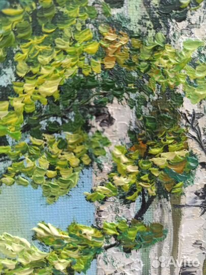 Картина маслом берёзы 25*20
