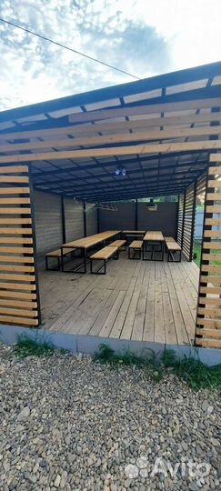 Баня с бассейном, банкетный зал веранда беседка