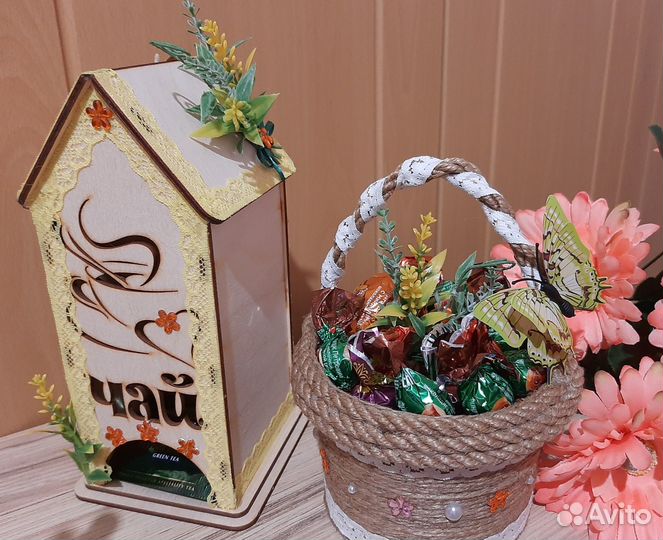 Сладкие подарки с конфетами/подарочные корзиночки