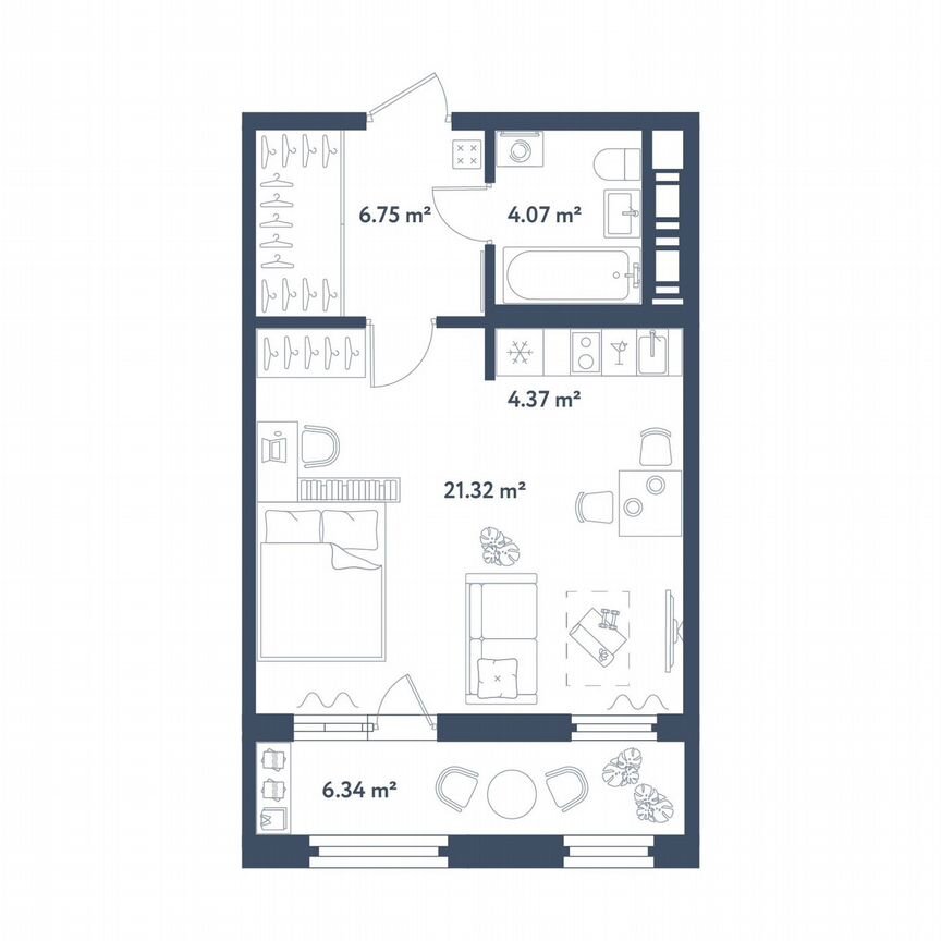 Квартира-студия, 39,7 м², 9/11 эт.