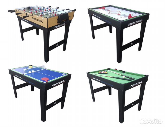Аэрохоккей + настольный футбол + бильярд + теннис