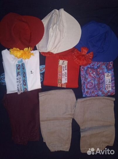 Русские народные костюмы на 2 года (натур. ткани)