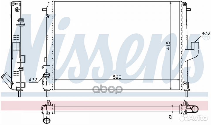 Радиатор RE Log,Dust 1,5D/1,6 16V 08- 637613