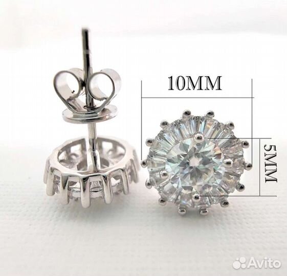 Серги серебряные с бриллиантоми