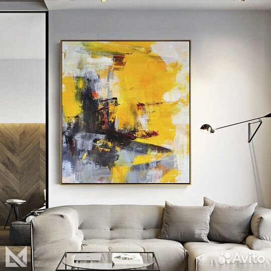 Картина. Абстракция с желтым. Ручная работа