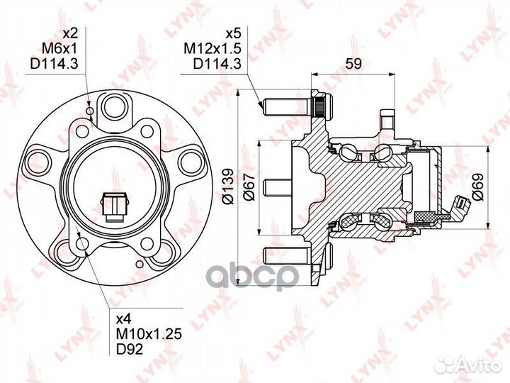 Ступица колеса зад прав/лев WH1381 lynxauto