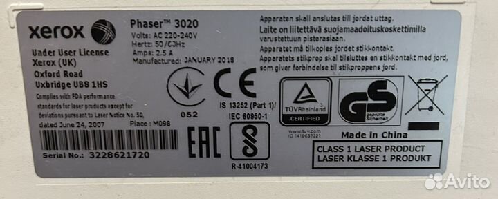 Принтер лазерный xerox phaser 3020 Wi-Fi