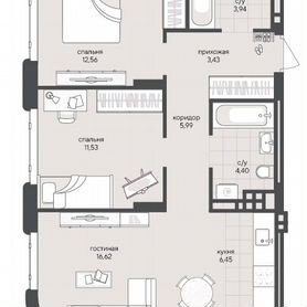 2-к. квартира, 64,9 м², 4/8 эт.