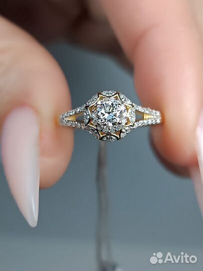 Кольцо новое 750* бр-ты 0,42 ct