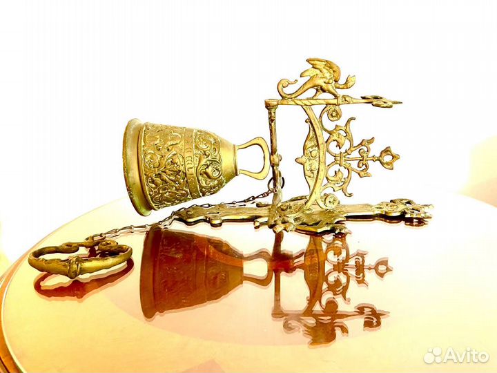 Колокол придверный антикварный бронза Франция 19 в