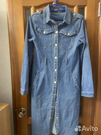 Плащ джинсовый / тренч пальто из джинсы