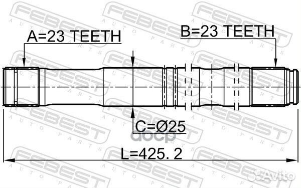 Вал левой полуоси 23x425x23 Toyota Avensis 2003