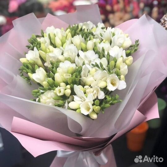 Букет из белых фрезий 95 шт