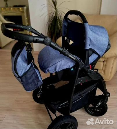 Коляска 3в1-Verdi Sonic Plus (Джинс+кожа)как новое