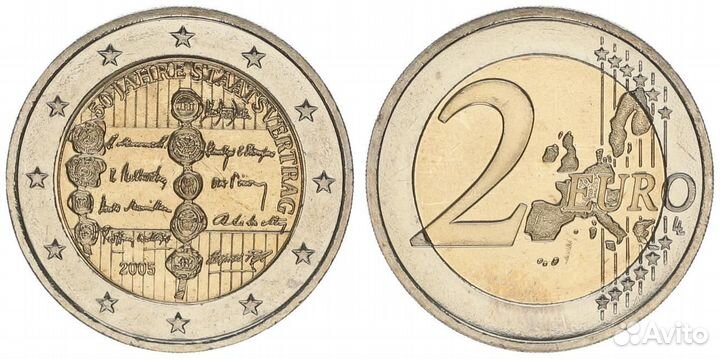 2 евро 2005 Австрия 50 лет нейтралитета Австрии
