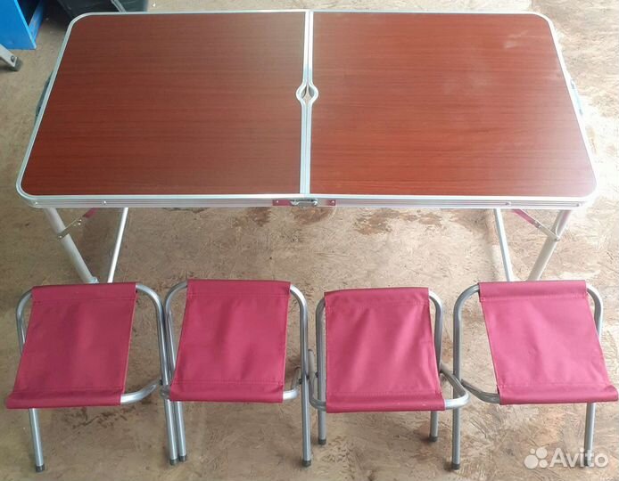 Стол складной алюминиевый с 4мя стульями