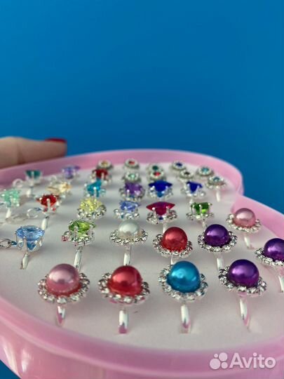 Колечки для девочки 36шт набор подарок на 8 марта