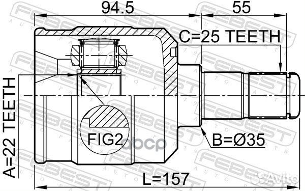 ШРУС внутренний 22X35X25 KIA sportage 10- 2211C